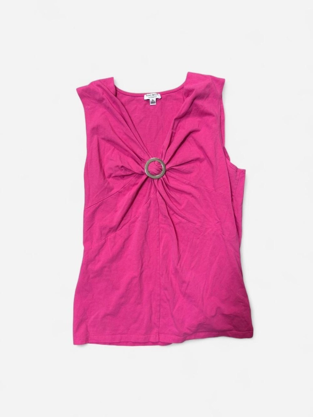 Nine West Magenta Twist-Front Tank with Metal Ring